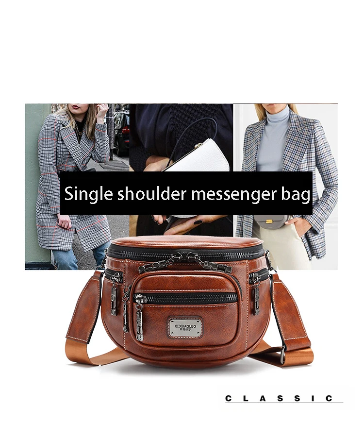 Нагрудная сумка из натуральной кожи на одно плечо, сумки через плечо для женщин, большая вместительность, сумка для путешествий в винтажном стиле с несколькими карманами