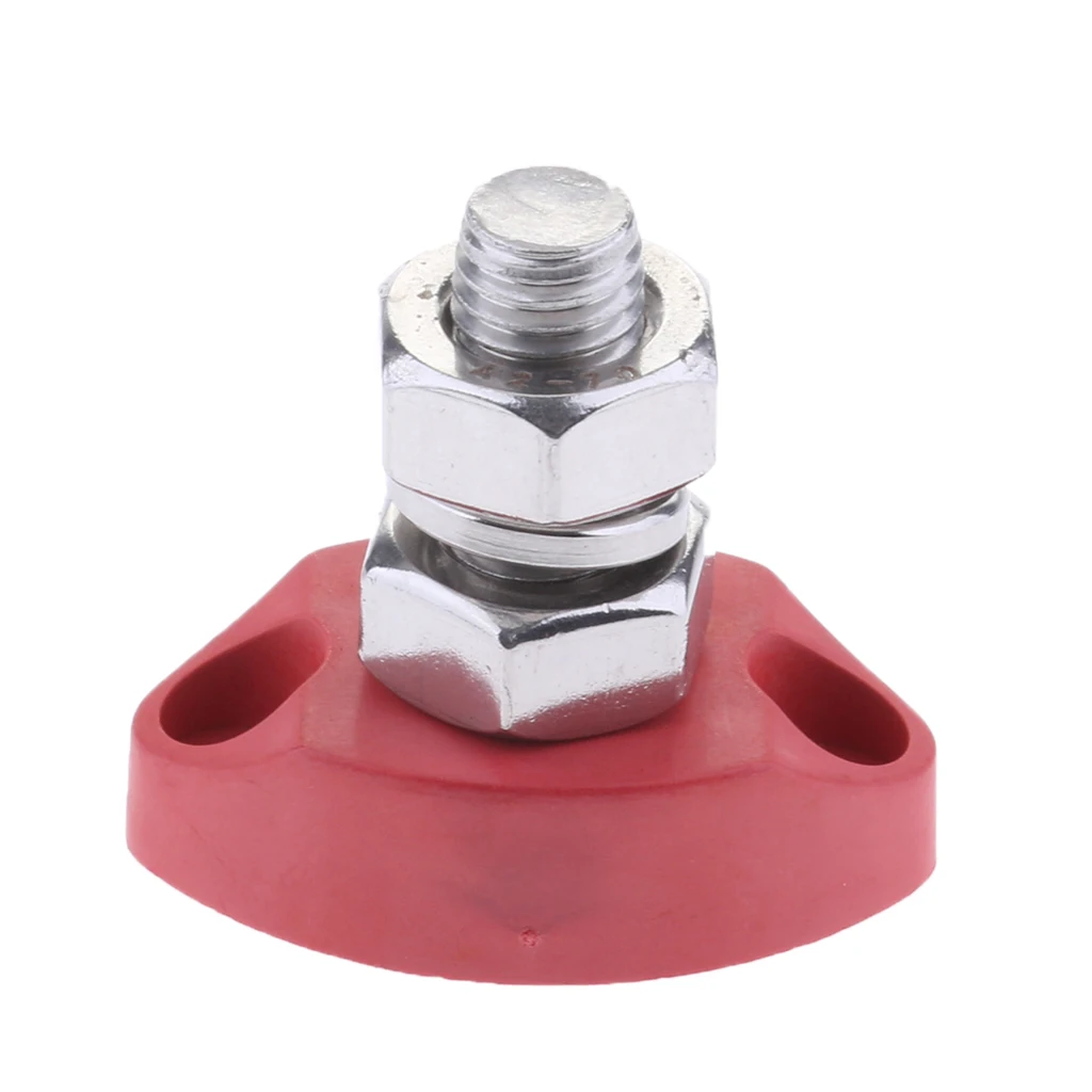 5/16 inch 8mm Battery Power & Ground Insulated Stainless Steel Stud Distribution Junction Post for RV Boat Marine (Red)