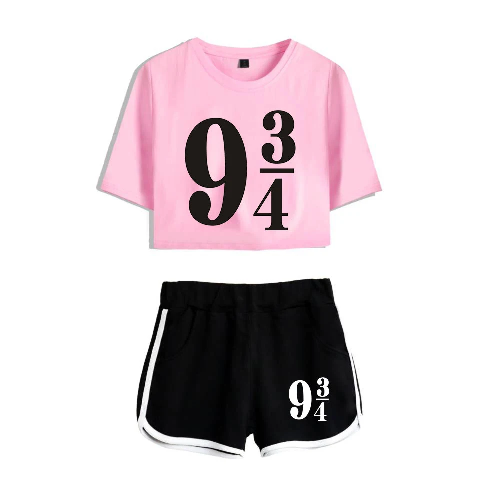 two piece sets HARRYS Glasses Printed Two Piece Set Short Sleeve Crop Top + Shorts Sweat Suits Women Tracksuit Two Piece Outfits Girl Sets ladies loungewear