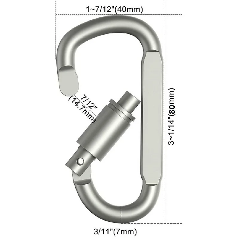 80mm těžký celní poplatek karabina jaro drobnost hák EDC bezpečnosti spona pro horolezectví sport joga hamak houpačka keychains mountaineeringhook