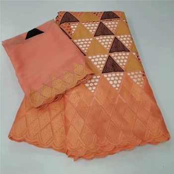 

High Quality Baby Pink Swiss Voile Lace 2020 African Swiss Voile Cotton Lace Fabric with Stones Nigerian Party 5+2yards/set