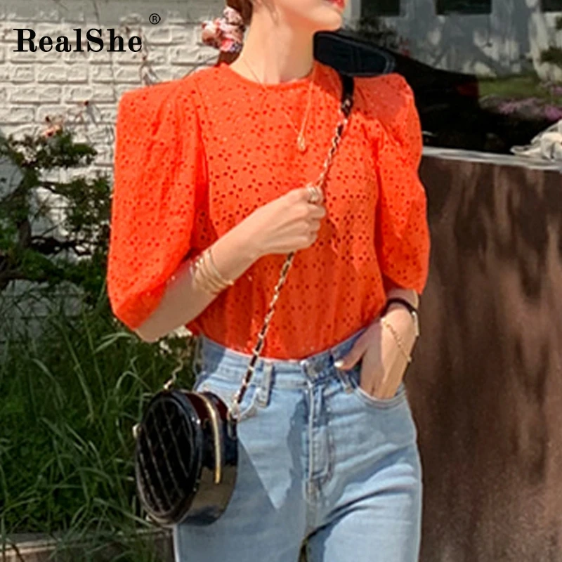 RealShe блузка женская мода 2019 Женские топы и блузки шифон o образным вырезом Женская