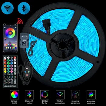 

LED Strip Lights Bluetooth Control luces Led RGB 5050 SMD 2835 Waterproof Flexible Lamp Tape Ribbon Diode DC12V 5M 10M 15M