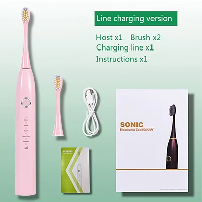 Электрическая зубная щетка Brosse A Dent Electrique 1200 мАч батарея IPX7 сменная зубная щетка Spazzolino Elettrico 5166 - Цвет: DC Pink  Kit