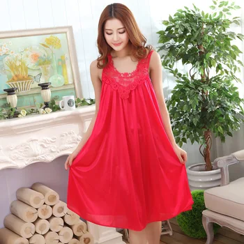 

Summer sexy lace sleeveless vest increase added ms mast yards QuanGuangBing silk long nightgown wholesale