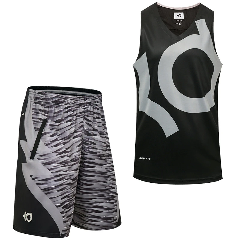 

New Basketball Set Men's Large Size Loose Basketball Jersey+Shorts KD/KI/KB Combination Training Competition Sportswear M-4XL