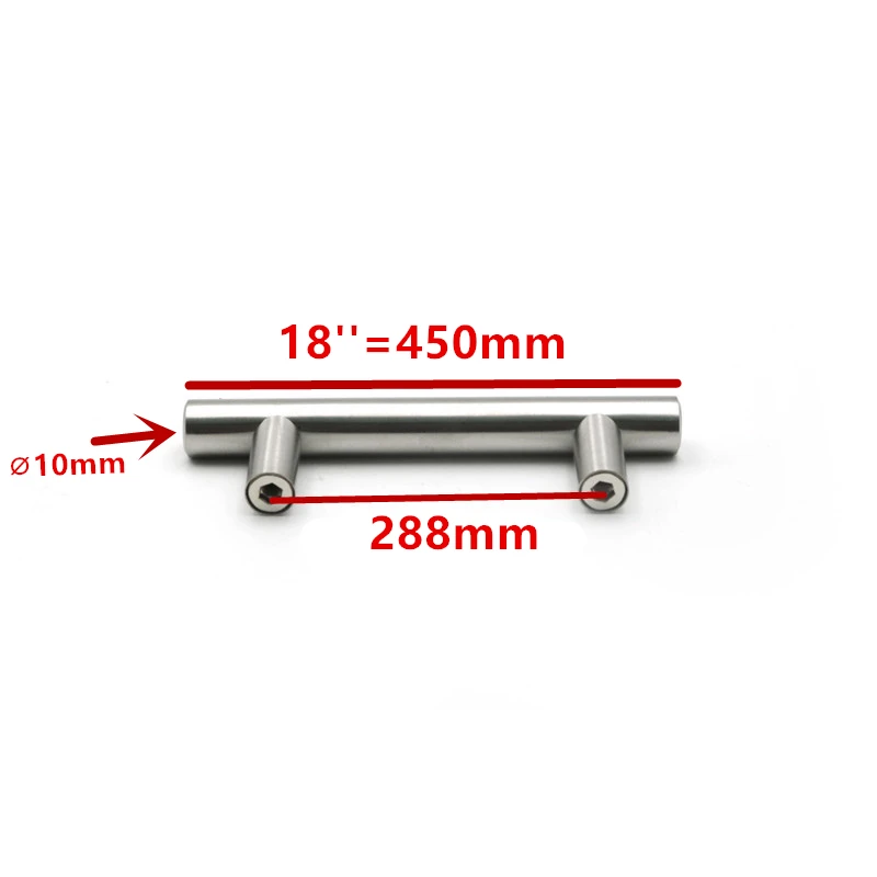 50 мм-500 мм дверца кухонного шкафа из нержавеющей стали Т-образная ручка для шкафа Мебельная ручка для шкафа Ручка для ящика шкафа - Цвет: 18 inch 288mm