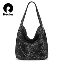REALER брендовая натуральная кожа женские сумки через плечо большой емкости сумки hobo дизайнерские змеиные принты женские роскошные сумки в руку