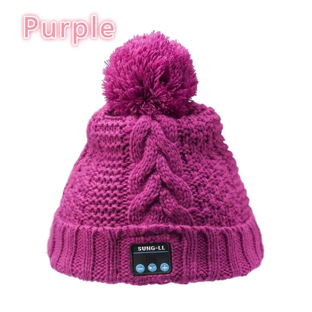 Purple Беспроводная Smart Beanie гарнитура музыкальные трикотажные наушники Динамик шапка колпачок для наушников Встроенный микрофон - Цвет: Purple