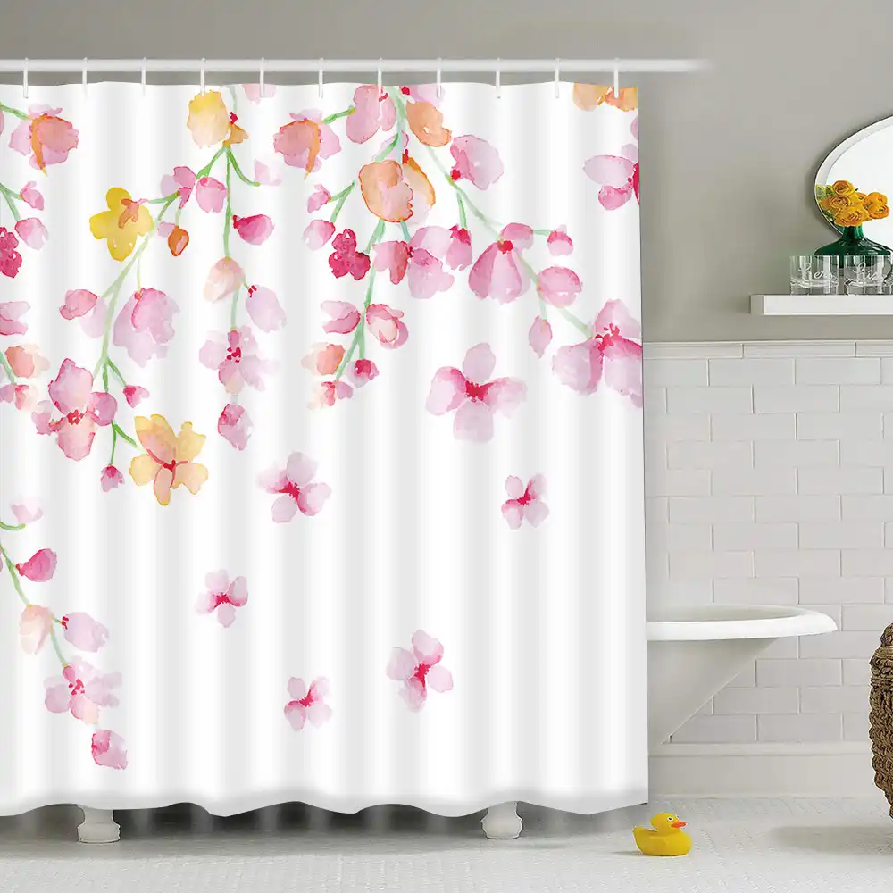 shtora dlya dusha s cvetami vishnya sakura iskusstvennaya kozha domashnij dekor aksessuary dlya vannoj komnaty vodonepronicaemye shtory dlya vannoj iz