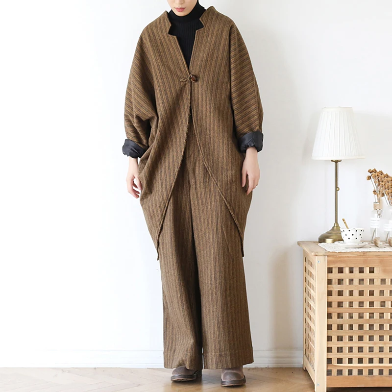 [DEAT] широкие брюки; костюм из двух предметов; Новинка; круглый вырез ...