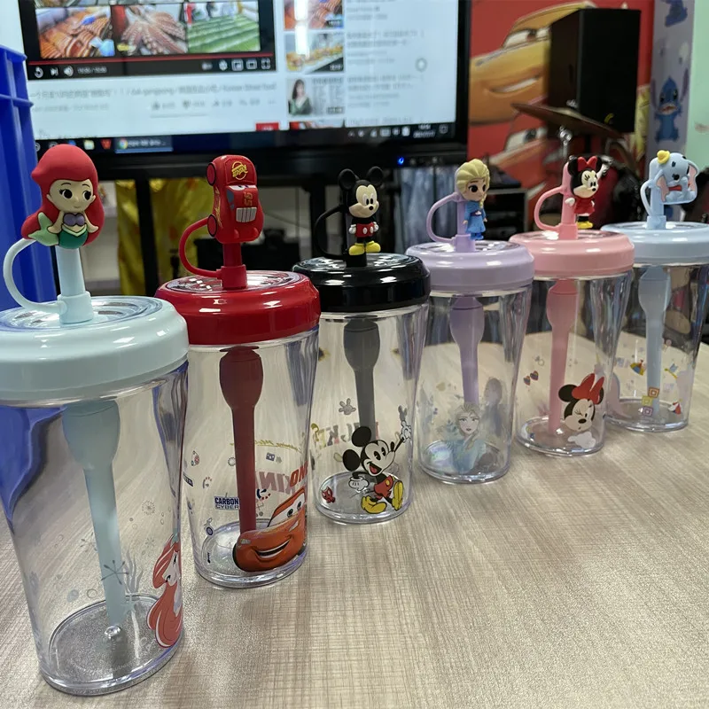 

Disney Minnie Mickey Child Straw 3D Cartoon Male Female Baby Cute Creative Birthday Gift Water Cup Aisha Mermaid Large Cup