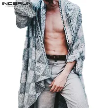 Этнический стиль, мужской Тренч с принтом, пальто с длинным рукавом, уличная одежда, Ретро стиль, длинный кардиган для отдыха,, плащ для отдыха, мужские куртки INCERUN