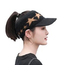 Fashion Empty Top Hats for Winter Knitted Hat Women Striped Thicken Ladies Cold Beanies Warm Cap Bonnet Femme Baseball caps