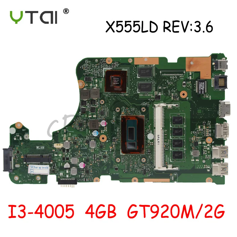 X555LD материнских плат REV: 3,6 I3-4005 4 Гб GT920M/2G для ASUS X555LP X555LJ X555LDB X555LB X555LN X555LF X555L материнская плата для ноутбука