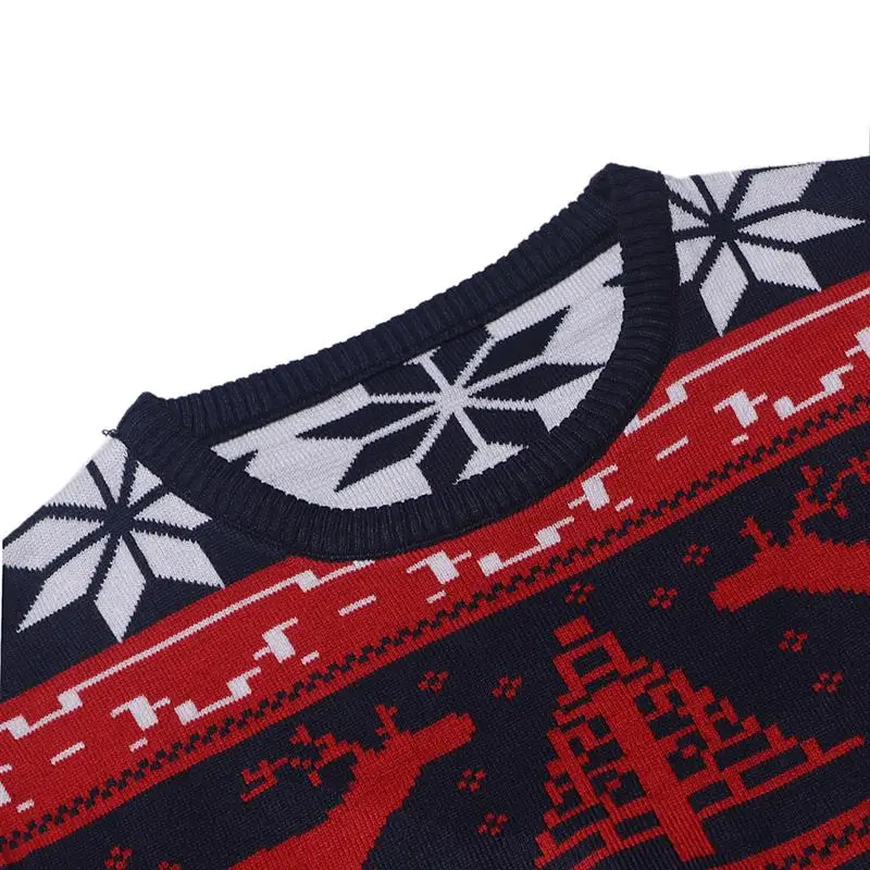 Spring Autumn High Quality O-neck Men Sweater Deer Print Casual Slim Male Computer Knitted Pull Homme Youth Teens XXL