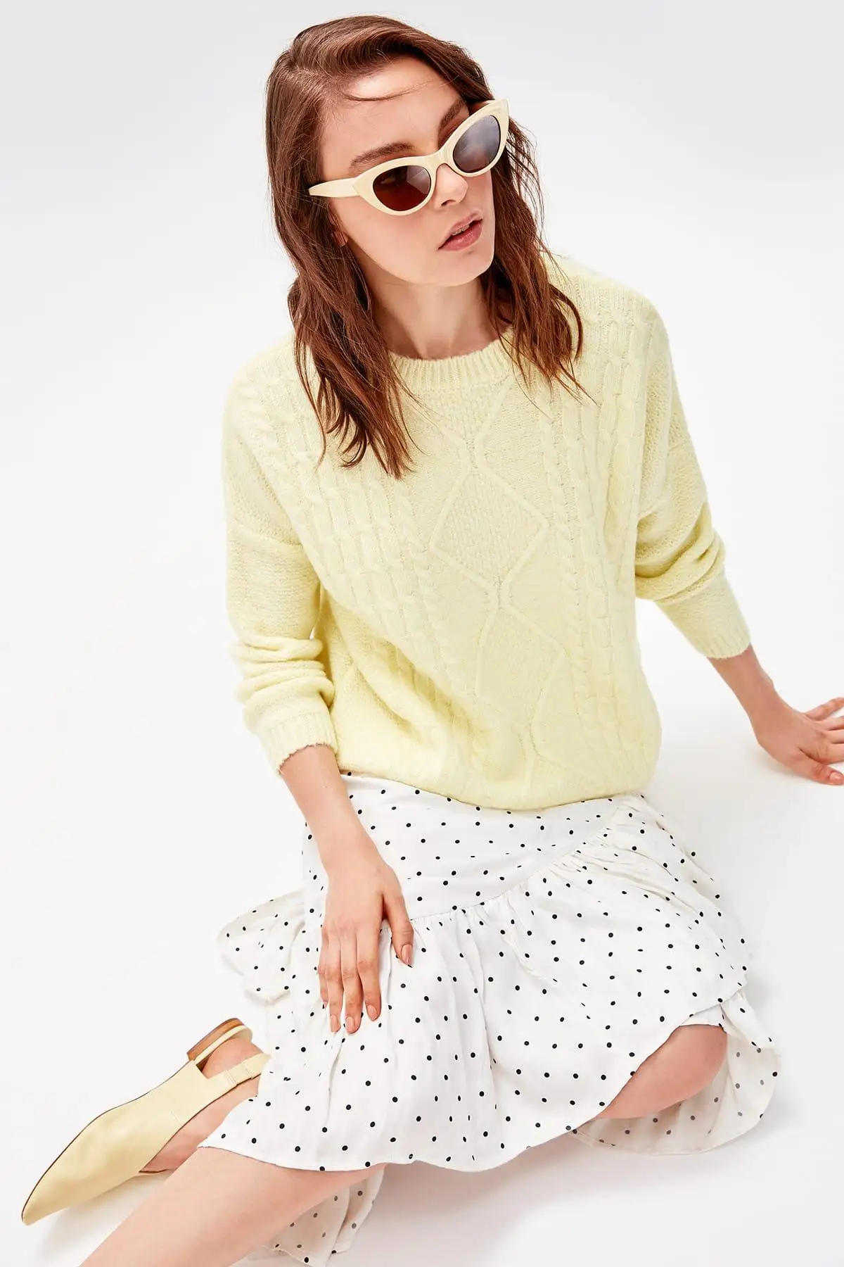 

Trendyol Yellow Braided Knitwear Sweater TWOAW20NK0041
