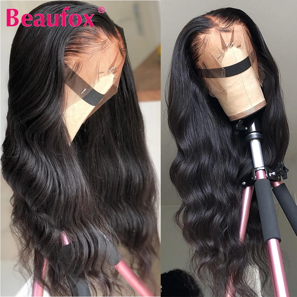 Beaufox 13*4 Body Wave Lace Front Human Hair Wigs Brazilian Lace Front Wigs Pre Plucked Free Part Remy