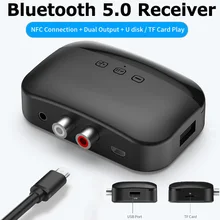 NFC Bluetooth 5 0 Receiver Transmitter 3 5MM AUX RCA Stereo Wireless Adapter For Car Headphone TV PC Support U Disk TF Card
