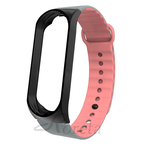 Roreta для xiaomi mi Band 4 3 ремешок для спортивных часов mi band 4 3 силиконовые ремешки на запястье браслет для xiaomi mi band 4 3 - Цвет: black pink gray
