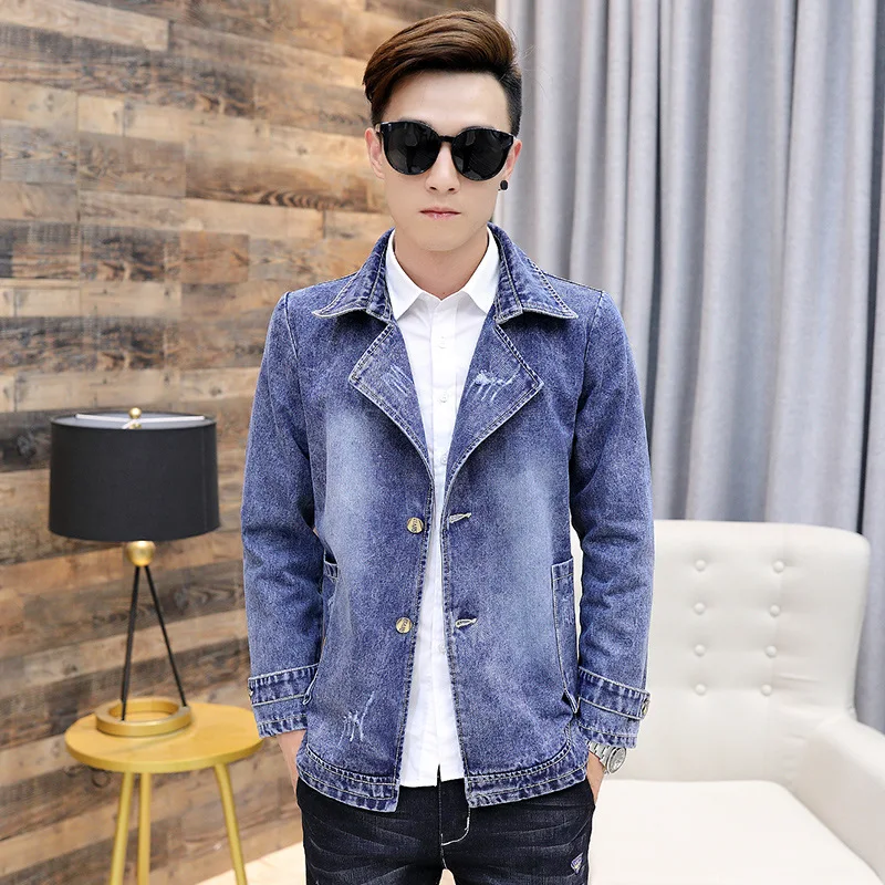 

MEN'S Denim Coat Spring And Autumn Youth Cowboy Clothing Korean-style Trend of Fashion Casual Sports Denim Jacket Men's
