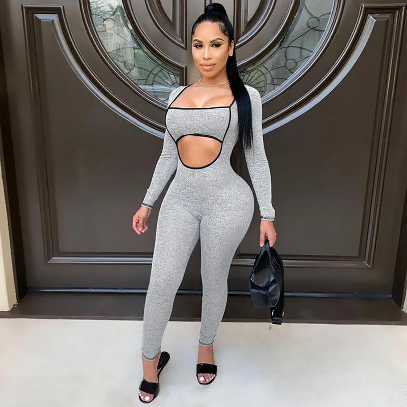 

Striped Yoga Jumpsuit Gym Tracksuit For Women Fashion Long Sleeve Crop Top Leggings Romper Fitness Workout Running One Piece