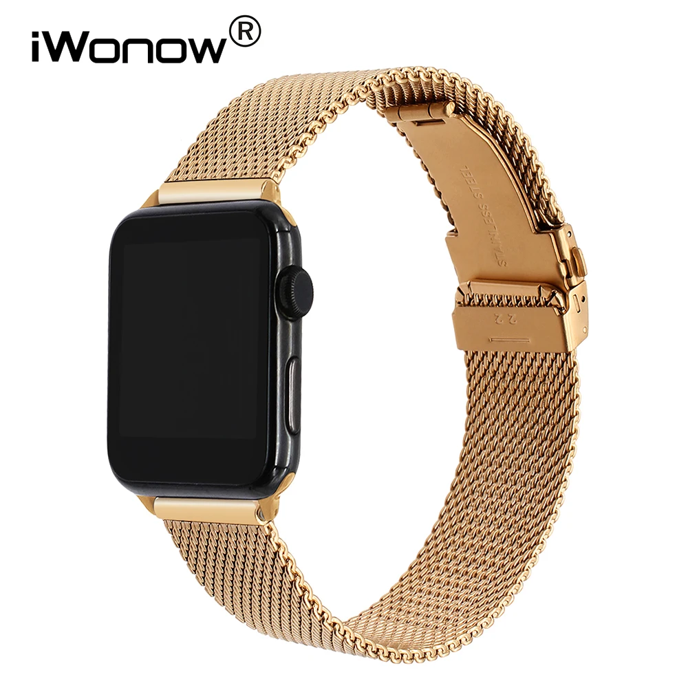 Новейший Миланский ремешок из нержавеющей стали для часов iWatch Apple Watch Series 5 4 3 2 1 44 мм 40 мм 42 мм 38 мм для мужчин и женщин ремешок на запястье