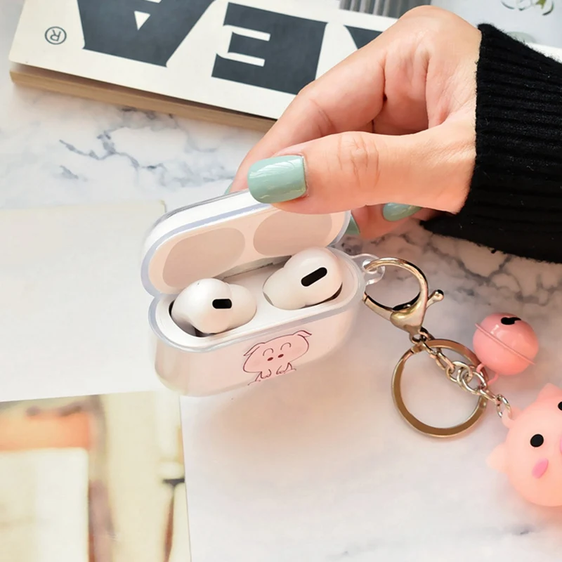 

1PC Cute Headphone Case For AirPods Cartoon Kawaii Pig Pendant Headset Case Wireless Bluetooth Earphone Box Protection Cover