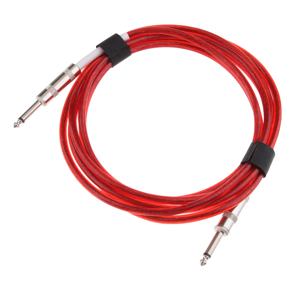118inch Plug Lead Guitar Bass Instrument To Amp Audio Cable Straight Red Musical Accessories