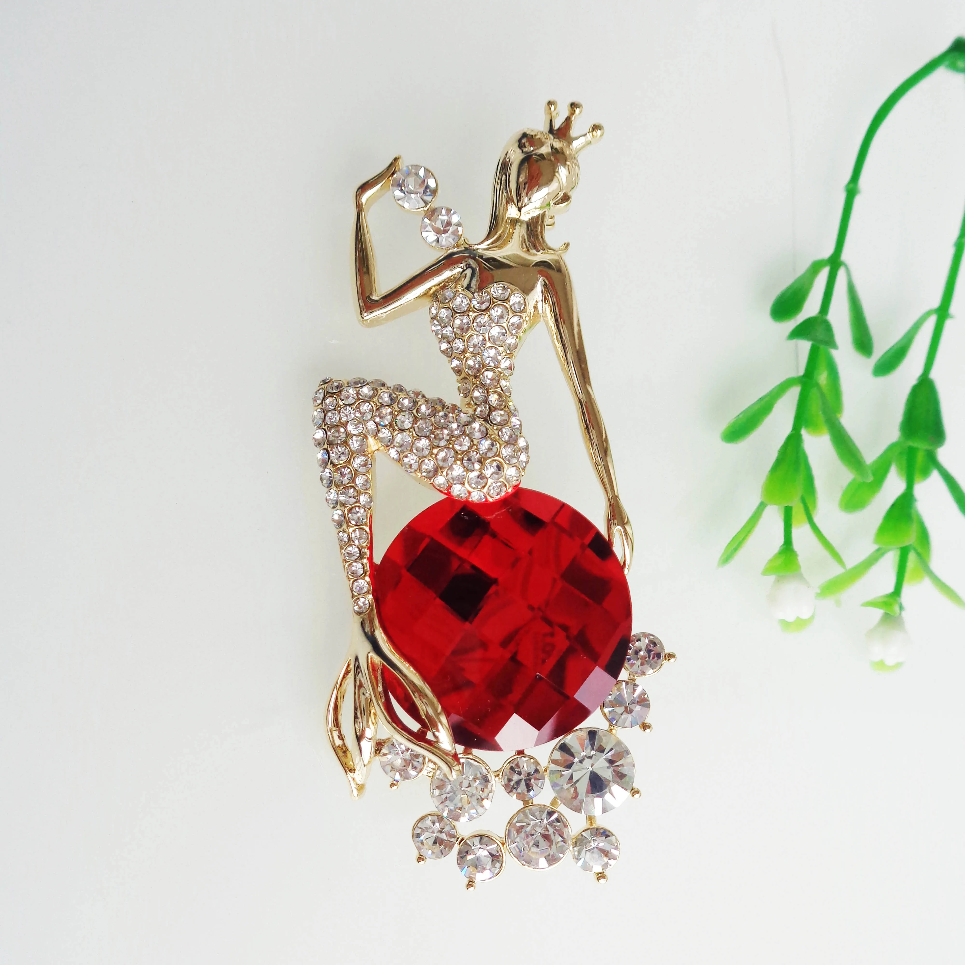 Navachi русалки для девочки круглый кристаллический горный хрусталь желтый GP брошь