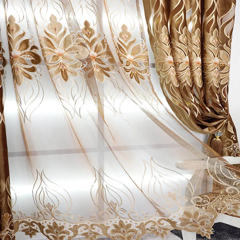 Color 2 Tulle Европейские шенилловые занавески s для гостиной, Роскошные полые шторы, оконные панели, занавески для спальни, Cortinas M204Y - Цвет: Color 2 Tulle