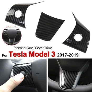 

Replacement For Tesla Model 3 3pcs/set Steering Wheel Decorative Sticker Carbon Fiber Trim Cover Decor