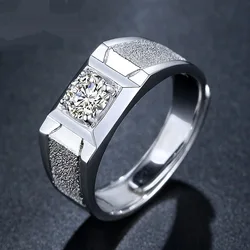 DCKUP Luxury Silver Color Round Cubic Zircon Rings for Men Classic Wedding Ceremony Ring Dazzling Male Accessories Jewelry Hot