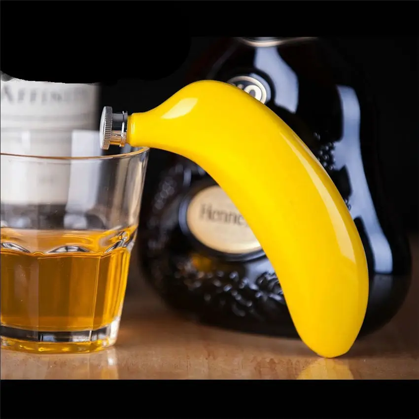 

150ML Creative Banana Shaped Jug Wine Pot Stainless Steel Whiskey Hip Flask for KTV Bar Drinkware Home Decoration Supplies