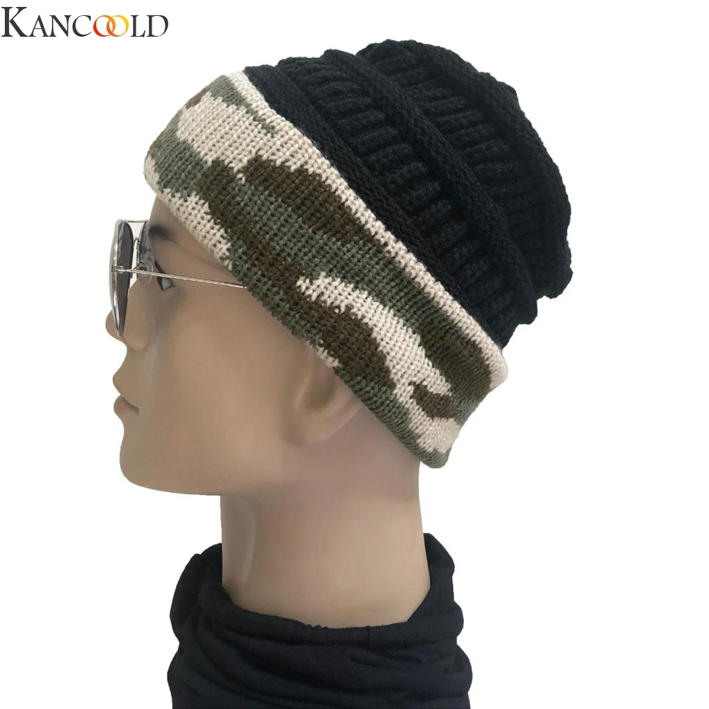 KANCOOLD мужские и женские камуфляжные вязаные мешковатые шапки бини теплая зимняя Лыжная Шапка Кепка мужская и женская повседневная верхняя одежда теплая шапка с ушками
