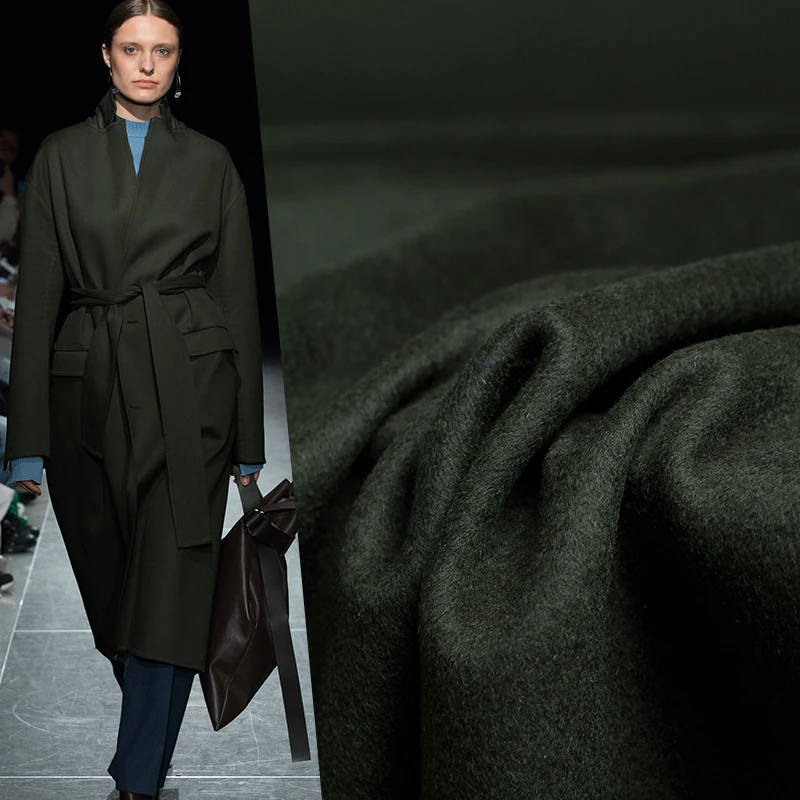 Перламутровый Шелковый армейский зеленый двухсторонний оверлок кашемир шерстяная ткань материалы зимнее женское пальто швейная ткань