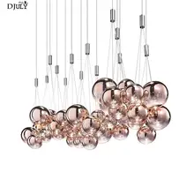 postmodern designer 3 heads colored glass pendant lights for villa living room art deco bar Senior club suspension led luminaire