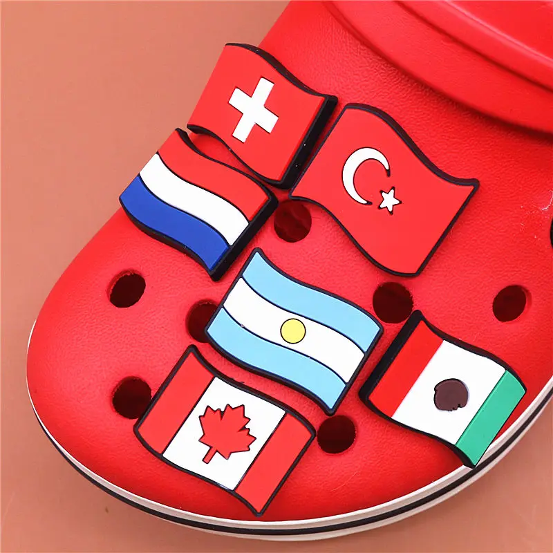 FreeShipping Crock Charms Accessories PVC Shoe Croc Buttons Sandals Charm  Decoration Turkey Mexico Lsrael Netherlands Flag U217