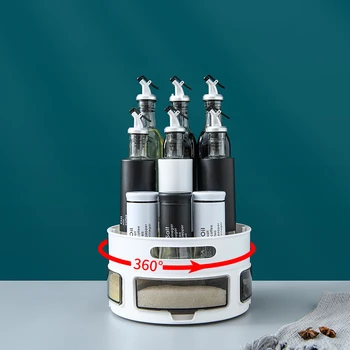 

360 Degree Rotating Kitchen Seasoning Spice Organizers Cosmetic Storage Box Makeup Organizer Rack Bathroom Accessories