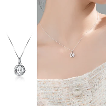

Mocanie HOT Fashion 925 Sterling Silver Dazzling AAAA Zircon Round Pendant for Women Korea Style Geometric Pendant Fine Jewelry
