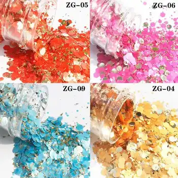 

Matte Nail Glitter Round Sequins + Heaxgon Shape Glitter Flakes 20ml/jar Sparkly 3D Hexagon Colorful Sequins Spangles LGW34235