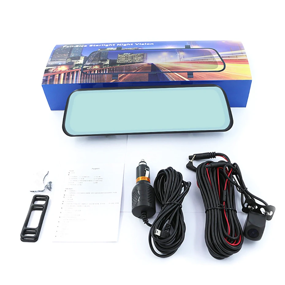 Seametal 10 Inch Rearview Dash Cam 2k HD Full Screen Front Rear Mirror DVR Dual Lens 170 Wide Angle Car Camera Dashcam 3 in 1