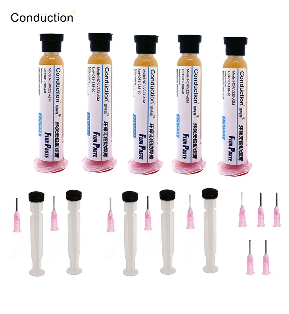 10/5pcs No-Clean SMD PCB Soldering Paste Flux RMA-223 Welding Flux forChips Computer Mobile Phone Soldering BGA SMD PGA PCB repa solder paste syringe