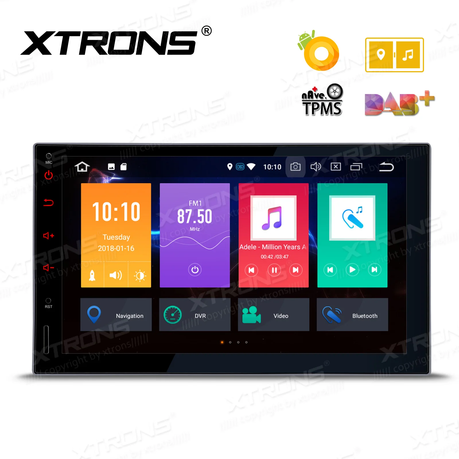 

XTRONS 2 Din 7'' Android 8.0 Universal Car Radio Stereo Player GPS Navigation Bluetooth Amplifier TPMS OBD FM WIFI USB NO DVD