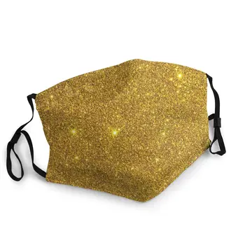 

Sparkling Gold Non-Disposable Mouth Face Mask Printed Anti Haze Dust Mask Protection Cover Respirator Mouth Muffle