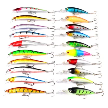 

20pcs Minnow Topwater Hard Hooks Tools Tackle Accessories Lifelike Fishing Lure 3D Eyes Lake Outdoor Artificial Baits Plastic