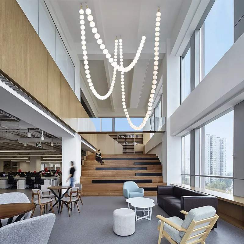 Postmodern Denmark Hotel Engineering Glass Lighting Clothing Store Cafe Showroom Living Room Pearl White Necklace Chandelier | Лампы и