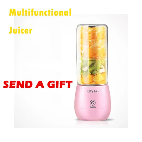 A-PINK 450ml USB Portable Rechargeable Blender Multi-function Juicer Mini Juice Cup Food Soymilk Fruit Mixer Food Squeezer Kitchen Tool - Цвет: A-PINK