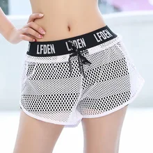 Сетчатые спортивные шорты для женщин, свободные, быстросохнущие, дышащие, анти-освещение, поддельные, из двух частей, для тренажерного зала, для тренировок, йоги, бега