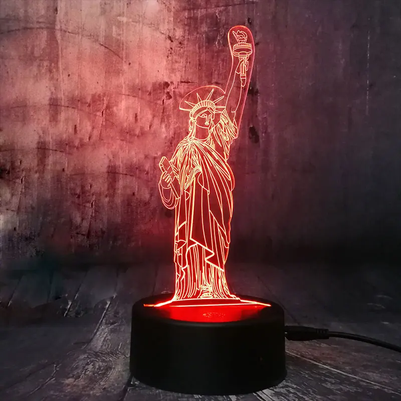 Американский символ Статуя Свободы 3D светодиодный ночник домашний декор Новинка Настольная лампа светодиодный ночник для детей подарок